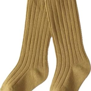 New XS 0-6 months baby cotton knee high socks gold